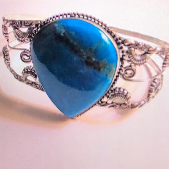 Turquoise 925 Sterling Silver Cuff Bracelet - Picture 2 of 2